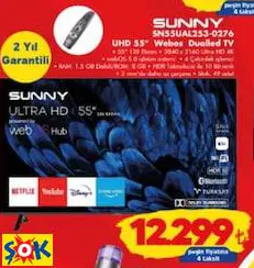 SUNNY SN55UAL253-0276 UHD 55'' WEBOS DUALLED TV AKILLI TELEVİZYON